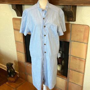 ROMPHIM LIGHT BLUE CHAMBRAY ROMPER, L!